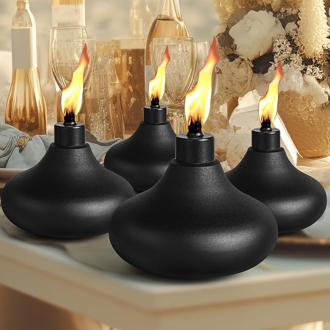 8 Pack Metal Table Top Torches, 24.5oz Citronella Torches for Outside, Refillable Flame Light Torch, Decorative Tabletop Lantern for Yard, Patio, Deck, Garden, Party, Landscape
