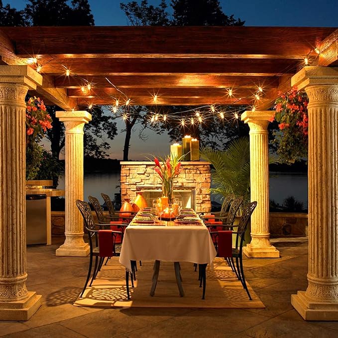 25FT C7 LED Christmas Lights Outdoor, C7 Warm White Christmas String Light with 27 LED Bulb, Hanging Vintage Christmas Lights UL Listed for Patio Backyard Party Tree Roofline House Xmas Decorations