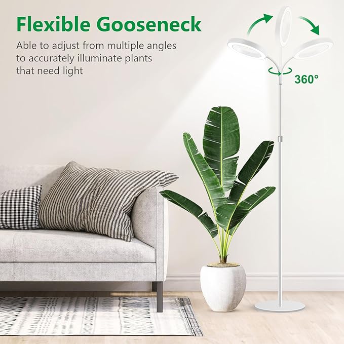 Floor Grow Lights for Indoor Plants, Full Spectrum Plant Light with 68" Stand for Growing Large Tall Plants, Halo Plant Grow Light with 6/12/16H Timer, 3 Light Modes Indoor Plant Light