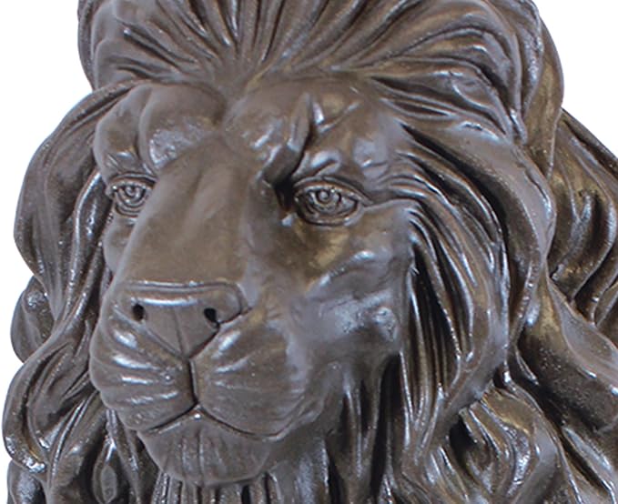 Emsco Group 92210 Guardian Lion Statue – Natural Appearance – Made of Plastic Resin – Lightweight – 28” Height Garden, BRONZE