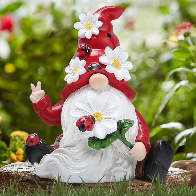 Hodao Ladybug Spring Gnomes Decorations Ladybug Gnomes Ornaments Decor Gifts Summer Gnomes Figurines Ladybug Gnomes for Outdoor Garden Decor Ladybug Birthday Gifts for Mom, Women, Grandma