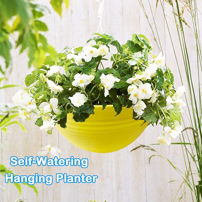 7 Pack 8 Inch Plastic Self-Watering Hanging Planters,Colorful Garden Flower Plant Pot Container,Hanging Plant Baskets with Drainer and Chain for Indoor Outdoor Use,7 Colors