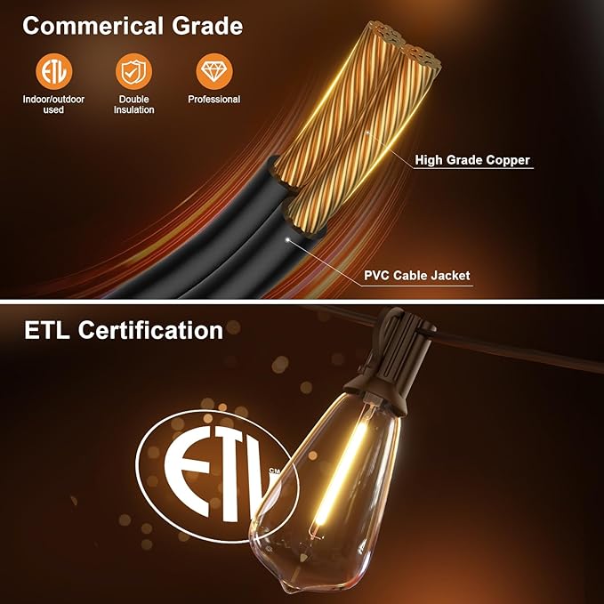 200FT Outdoor String Lights with Remote, Garden Patio Decor with 2500K Warm White, 100+4 LED Edison Bulbs, Support Timer Dimmable Waterproof for Yard Outside Porch Deck Backyard