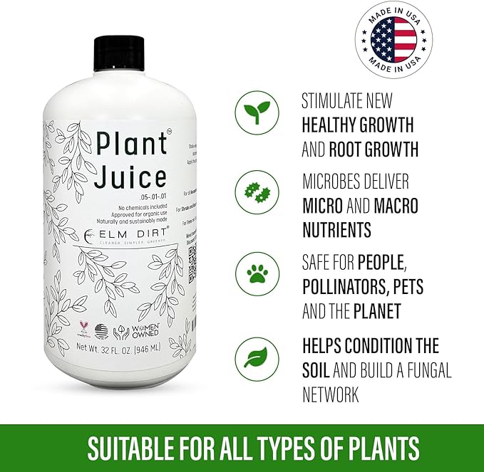 Elm Dirt Plant Juice Organic Fertilizer for All Purpose Plants - Plant Food Indoor House Plants | Liquid Plant Food Outdoor & Indoor Plant Fertilizer for Vegetables, Succulents & Hydroponic 2.5Gallon
