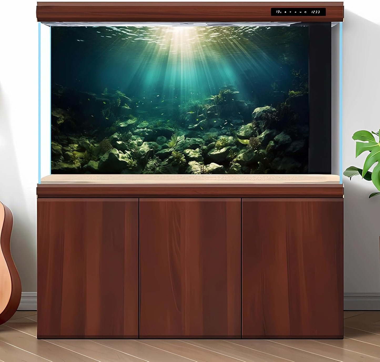 Deep Ocean Aquarium Background Under The Sea Fish Tank Background Underwater World Terrarium Backgrounds Ocean Floor Rock Aquatic Plants Aquarium Backdrop for Fish Tank Backgrounds Decors 36x20in