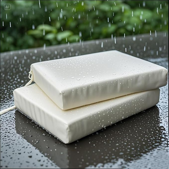 18.5 x 16 Inch Outdoor Chair Cushions for Patio Furniture, UV Resistant Non Slip Waterproof Replacement Patio Seat Cushion with Ties Set of 2, Beige