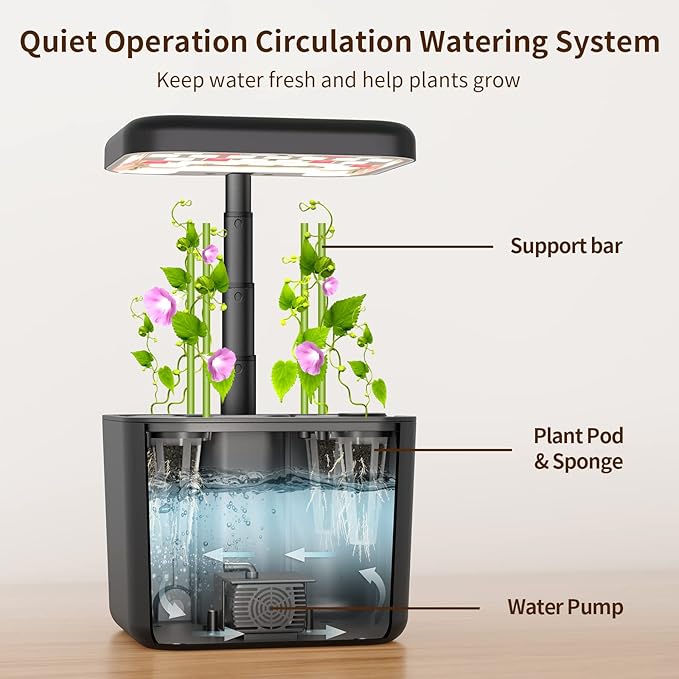 Ahopegarden Hydroponics Growing System kit Indoor Herb Garden with Grow Light, 4 Pods Plant Germination Kit Herb Vegetable Flower Growth Countertop Grower Harvest Fresh Veggie Lettuce（No Seeds）
