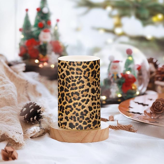 Flickering Flameless Candles, Leopard Texture LED Candles with Remote Timer, Set of 2 Battery Operated Candle for Valentine Wedding Birthday