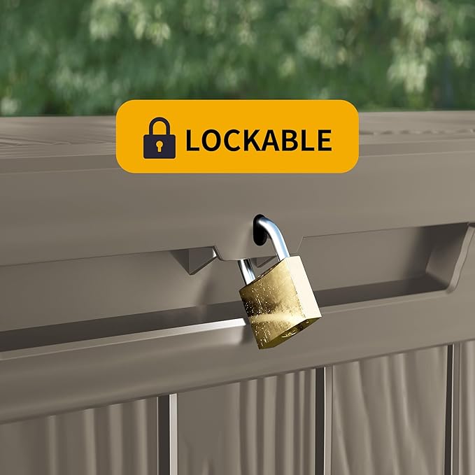 100 Gallon Outdoor Storage Box Waterproof Lockable Resin Deck Box Large, Patio Storage Bin for Pool Accessories Cushion Furniture, Garden Tools, UV-Resistant Outside Delivery Grey