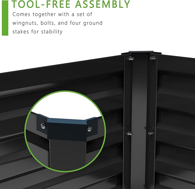 12x4x1FT Galvanized Raised Garden Bed Kit,Vegetable Boxes-Rectangle Metal Flower Box,Large Planter Raised Beds Outdoor Garden for Planting,Fruit,Herb-Black