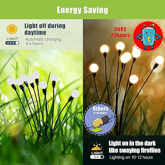 Flumy 2 Pack Solar Firefly Lights + 3 Pack Sunflowers Lights for Yard, Patio, Pathway, Lawn, Walkway, Camping, Pool