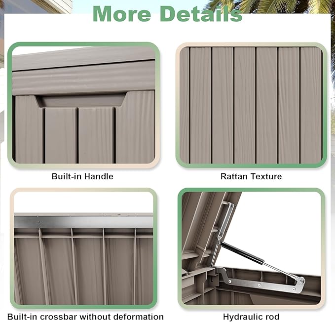 DRATO 80 Gallon Large Deck Box, Outdoor Storage Box for Patio Furniture, Patio Cushions, Gardening Tools, Pool Supplies 480lbs Weight Capacity,Waterproof Resin Storage Boxes