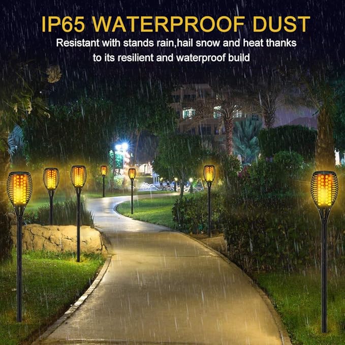 Aityvert Solar Lights, 43" Flickering Flames Torch Lights Outdoor Waterproof Landscape Decoration Lighting Dusk to Dawn Auto On/Off Security Flame Lights for Yard Garden Pathway Driveway (4 Pack)