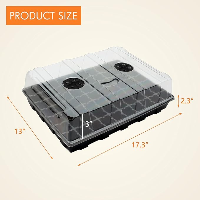 Gardzen Seed Starter Tray, 5 Pack Smiling Face Plant Germination Trays with Total 350-Cell, Seed Starter Kit with Humidity Vented Domes and Bases for Starting Vegetable Flower Herb Seeds 18" x 14"