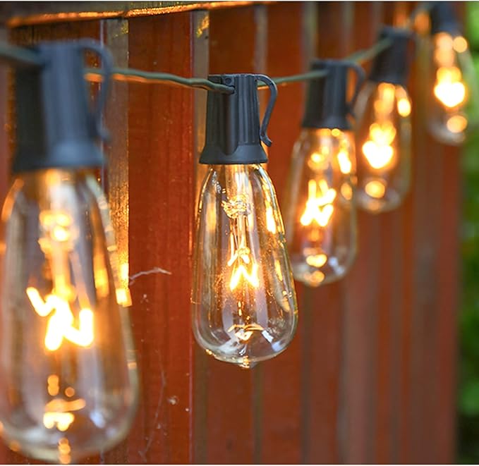 GOOTHY Outdoor String Lights 45Ft ST40 Vintage Patio Lights with 32 Edison Bulb (2 Spare), Backyard Lights UL Listed for Indoor Outdoor Party Balcony Markets Garden Decor, 7W/ E17 Screw Base- Black