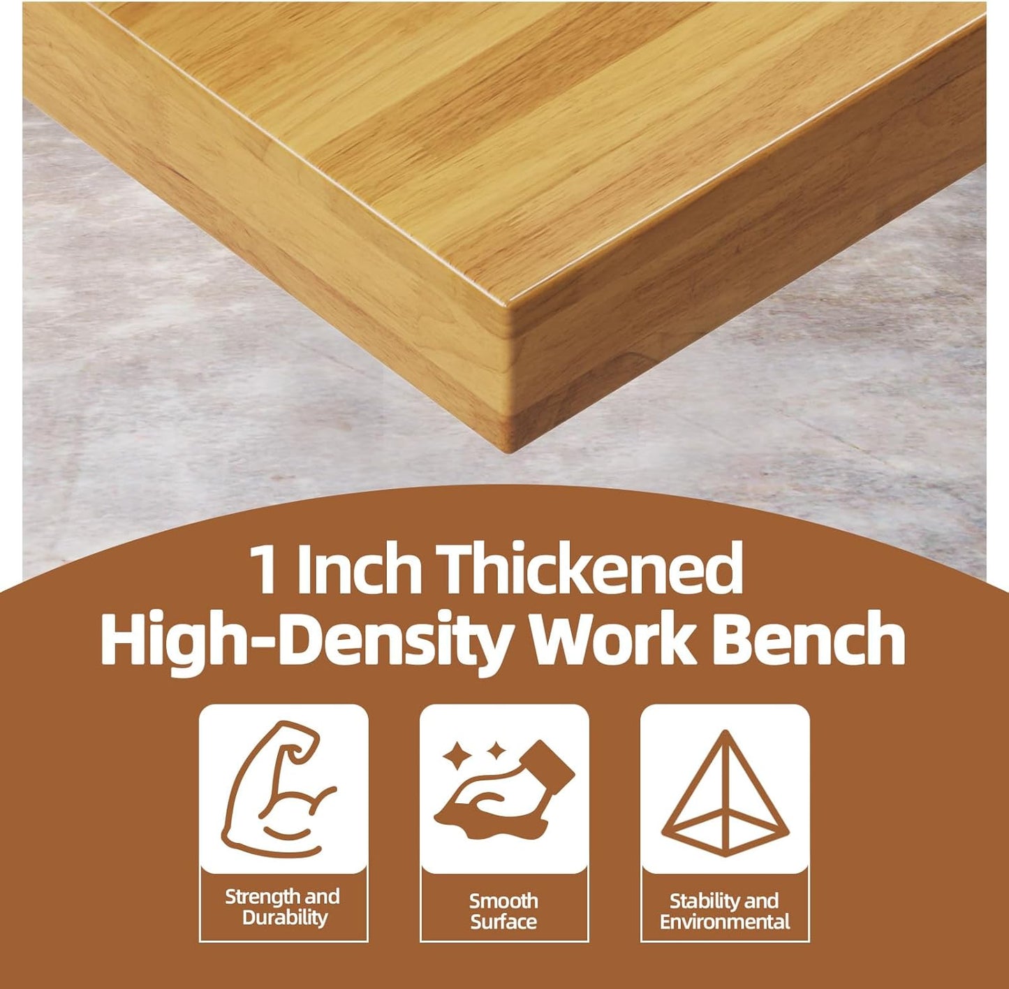 48” Chipboard Wood Work Bench Work Table, Mental Tool Heavy-Duty Adjustable Workbench, 3000 Lbs Capacity Tool Bench Workstation for Garage, Workshop