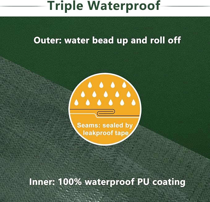 Favoyard Patio Chair Cushions 19 x 19 x 3 Inch Waterproof Outdoor Seat Cushions for Patio Furniture 3-Year Color Fastness Garden Sofa Couch Chair Pads with Handle & Adjustable Straps Set of 2, Green