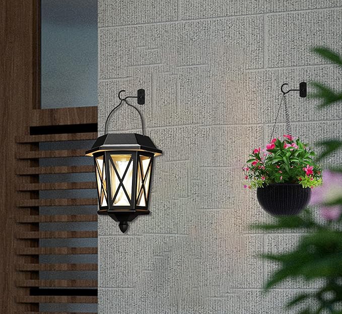 Hanging Plant Bracket 6inch Metal Plant Hook Shepherds Hook Decorative Wall Plant Hanger for Hanging Lanterns, Bird Feeder, Flower Basket, Home Decor Indoor & Outdoor 8 Pack Black