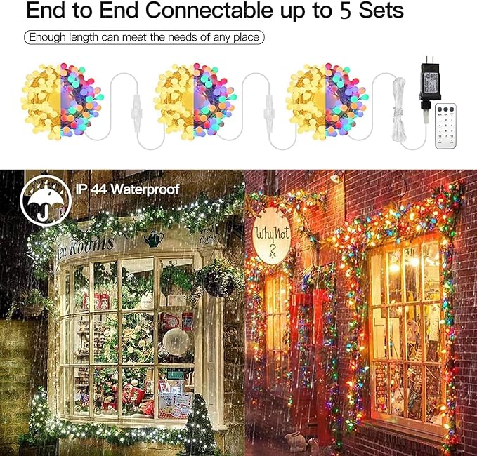 Globe String Lights,Multicolor 65.6 Feet 150 led 11 Lighting Modes Fairy String Lights with Remote,Waterproof Mini Globe Lights Decorn for Indoor Outdoor Party Wedding Christmas Tree Garden