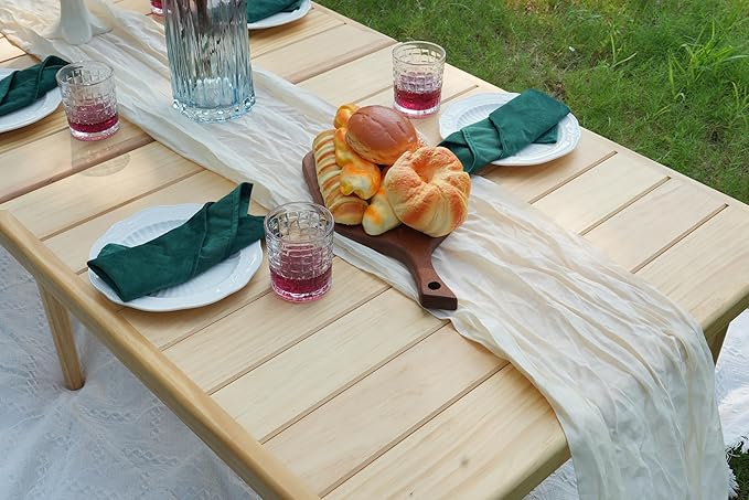 30×30-inch Bohemian Style Picnic Table with 60×30-inch Tabletop and Dual Height Adjustment for Patio Grilling.