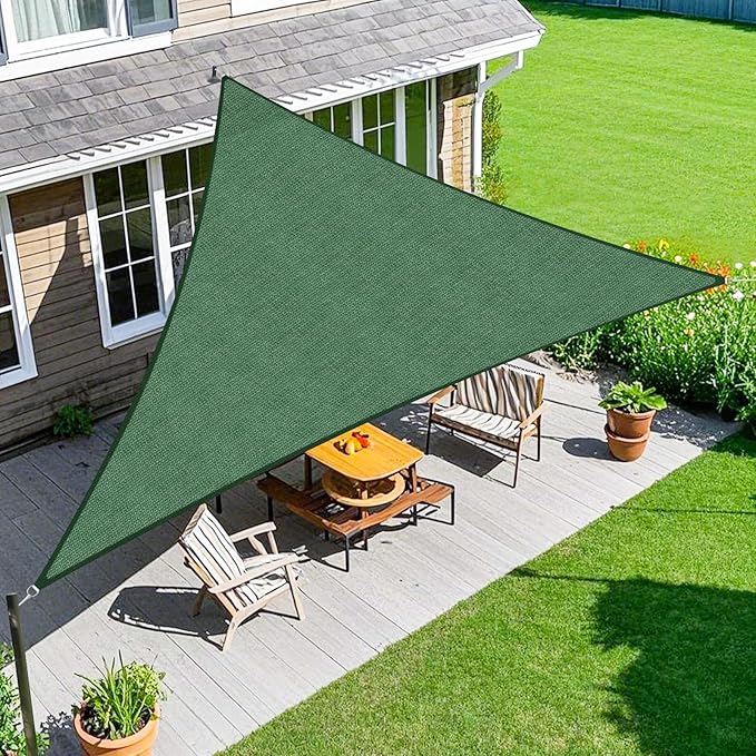 Amagenix Sun Shade Sail 8X11X13.6 Curved Edge Outdoor Shade Canopy Dark Green Breathable 95% UV Block Shade Cloth for Patio Garden Backyard (We Make Custom Size)