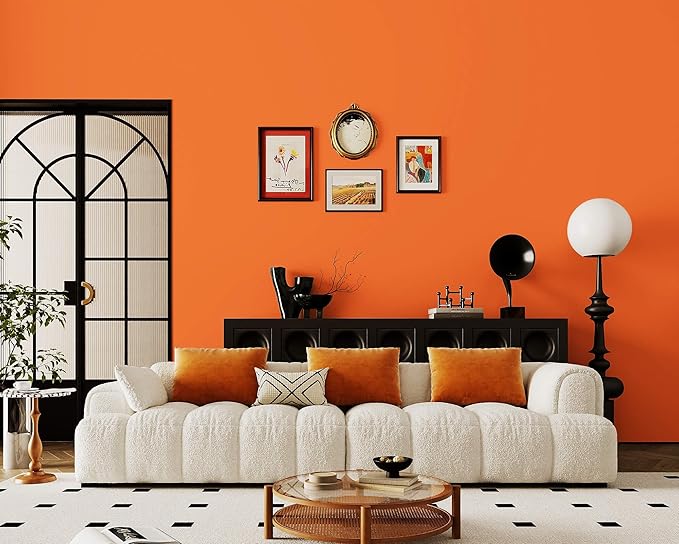 Dimoon 236''x17.7'' Orange Peel and Stick Wallpaper Contact Paper Modern Self Adhesive Wall Paper Removable Renter Friendly Textured Solid Color Shelf Vinyl Roll (236''x17.7'',Tropical Orange)