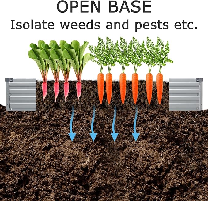 12x2x1ft Galvanized Raised Garden Bed,Outdoor Planter Box Metal Patio Kit Planting Bed for Vegetables Flowers Herb,Silver