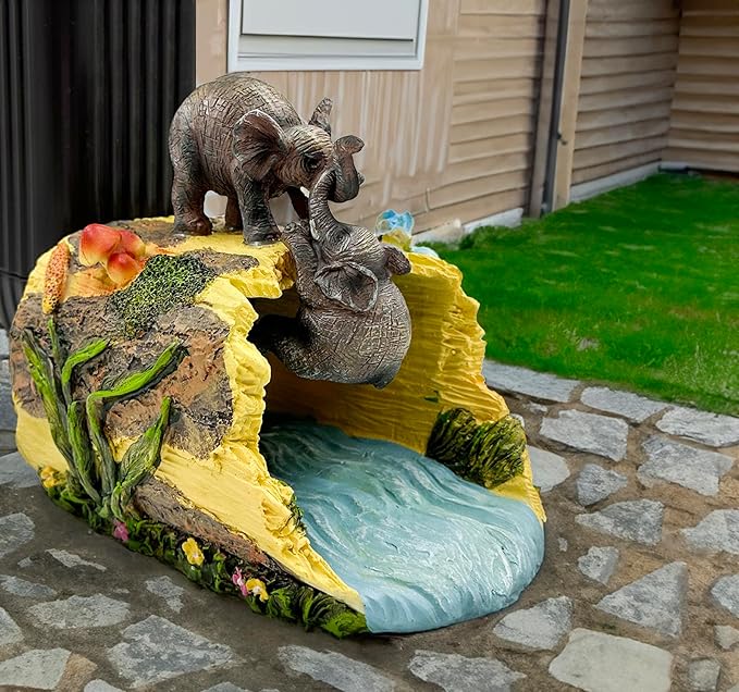 Elephant Sculpture 3"x4" Gutter Downspout Extension, Outdoor Decor Sculpture, Garden Animal Statue, Gutter Diverter Rain, Decorative Gutter Extension Downspout, Eco-Friendly and Durable