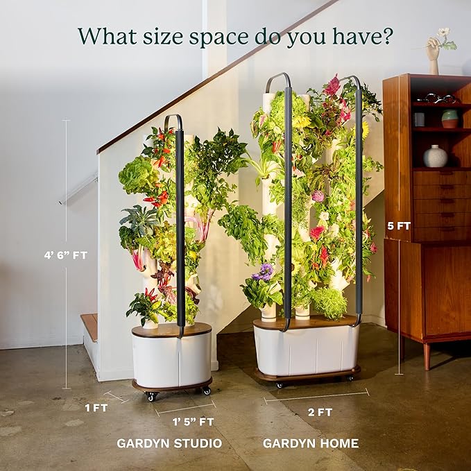 Gardyn Studio Hydroponics Growing System Kit & Vertical Indoor Garden Planter | Smart Herb Garden | Includes 16 Non-GMO Indoor Plants, Herbs, Vegetables & LED Grow Light for Your Home Gardening System