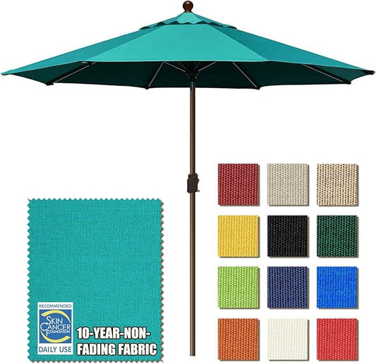 EliteShade USA 10-Year-Non-Fading 10Ft Market Umbrella Patio Umbrella Outdoor Table Umbrella with Ventilation, Teal