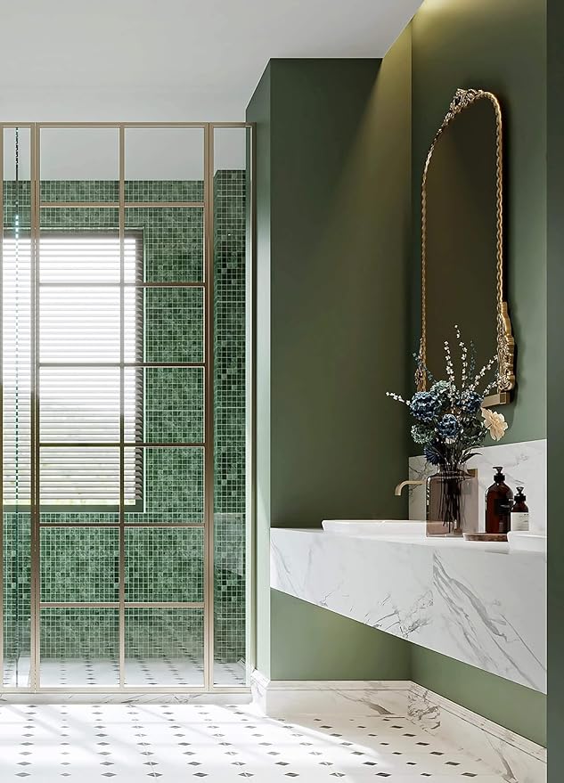 Dimoon 78.7''x15.7'' Green Skin Peel and Stick Wallpaper Contact Paper Modern Self Adhesive Wall Paper Removable Renter Friendly Textured Solid Color Vinyl Roll (78.7''x15.7'',Dark Green Skin)