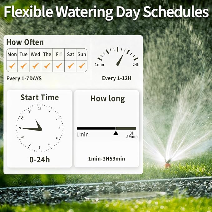 Diivoo WiFi Water Timer 4 Outlets, Smart Sprinkler/Hose/Tap Timer Compatible with Alexa & 24 Irrigation Plans & Rain Delay, Garden Watering Systems Controller with 2 Watering Modes for Lawn Yard