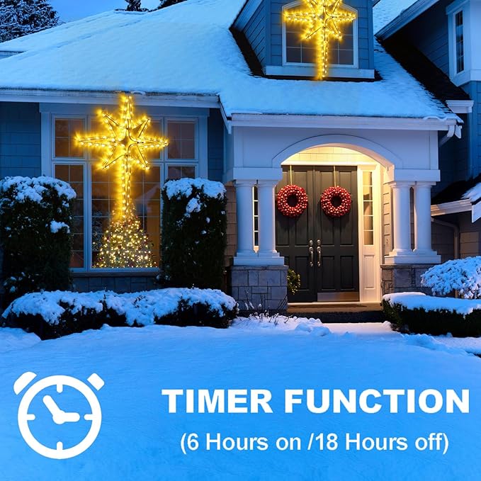 22" Bethlehem Star Outdoor Christmas Lights 90 LEDs Christmas Tree Lights Hanging Lights Mains Powered Polaris Christmas Decorations,Star of Bethlehem Lights for New Year Holiday Wedding Party Decor