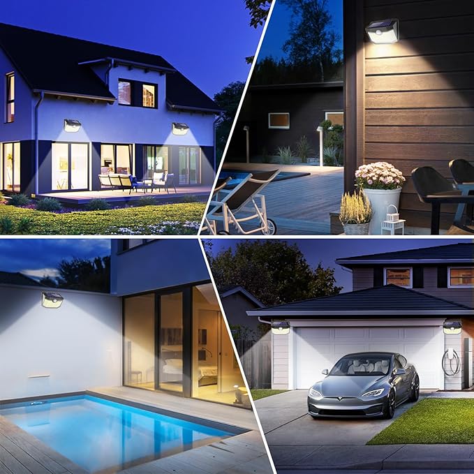 Aootek Solar Lights 4 Packs, Motion Sensor Light IP65 Waterproof with 3 Lighting Modes,Solar Lights Outdoor Waterproof for Garden Patio Garage Yard Deck