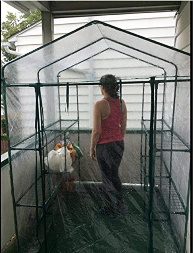 Home-Complete 514537FXW Walk-in Greenhouse-Indoor Outdoor with 8 Sturdy Shelves-Grow Plants, Seedlings, Herbs, or Flowers in Any Season-Gardening Rack, Green