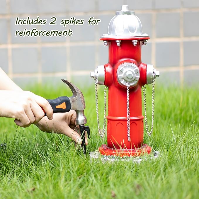 Fake Fire Hydrant for Dogs to Peed on, Dog Fire Hydrant Pee Post, 14.5" Backyard Decor Outdoor Statues Firefighter Gifts for Men (with Base Design)