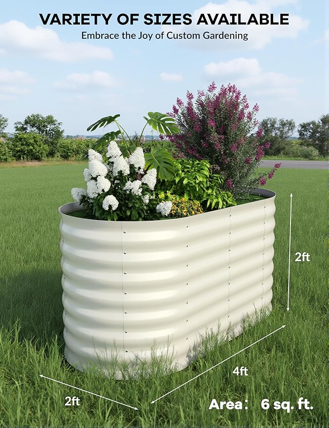 4x2x2 ft Raised Garden Bed,Galvanized Raised Planter Boxes Outdoor with Easy Assembly, Large Garden Bed for Vegetables, Fruits, Flower,Raised Garden Bed,Beige