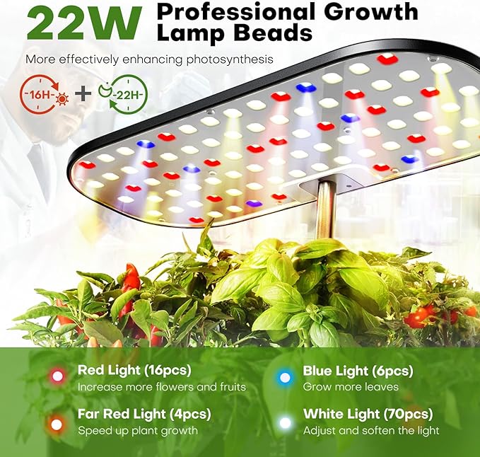 Ahopegarden Hydroponics Growing System Kit Indoor Herb Garden with Grow Light 12 Pods, with LCD Touch Panel Hydroponic Planter, Planting Height Up to 17", Grower Harvest Fresh Veggie Lettuce, Black