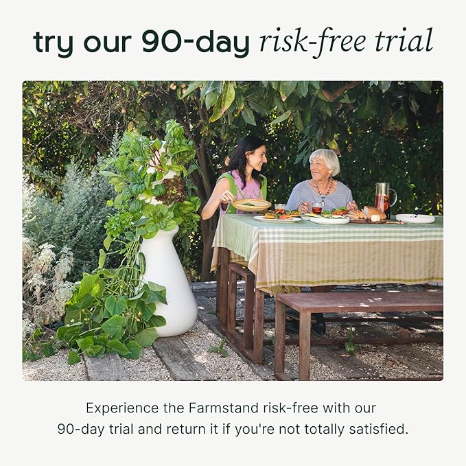 Farmstand Starter Kit + 12 Seedling Credits | Tiny Hydroponic Growing System Kit | Self-Watering Outdoor Vertical Garden Planter Tower | 3ft 8in | Made in USA