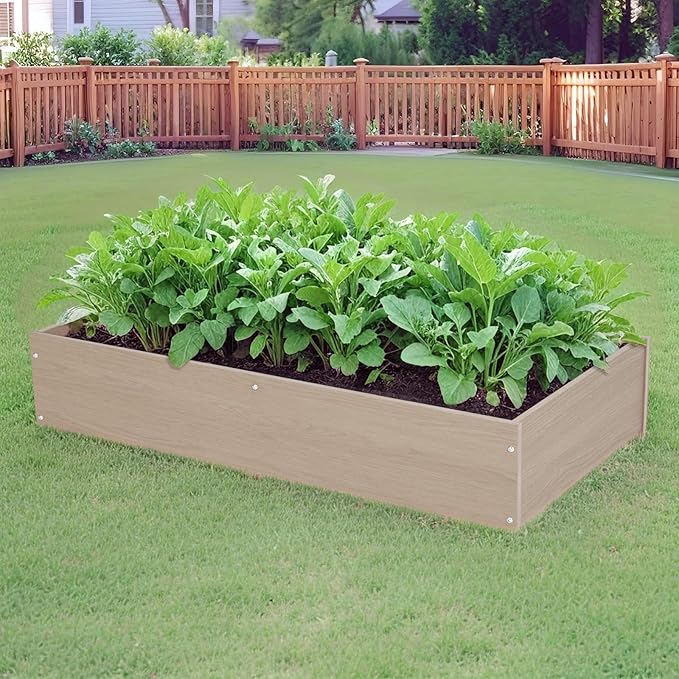 HDPE Raised Garden Bed 47.24 * 24.4 * 9.65 in,Vegetable Planter Bed Outdoor,Elevated Horticulture Planter Bed,Waterproof,Rot-Resistant and Non-Cracking Above Ground Garden Bed(Light Brown)