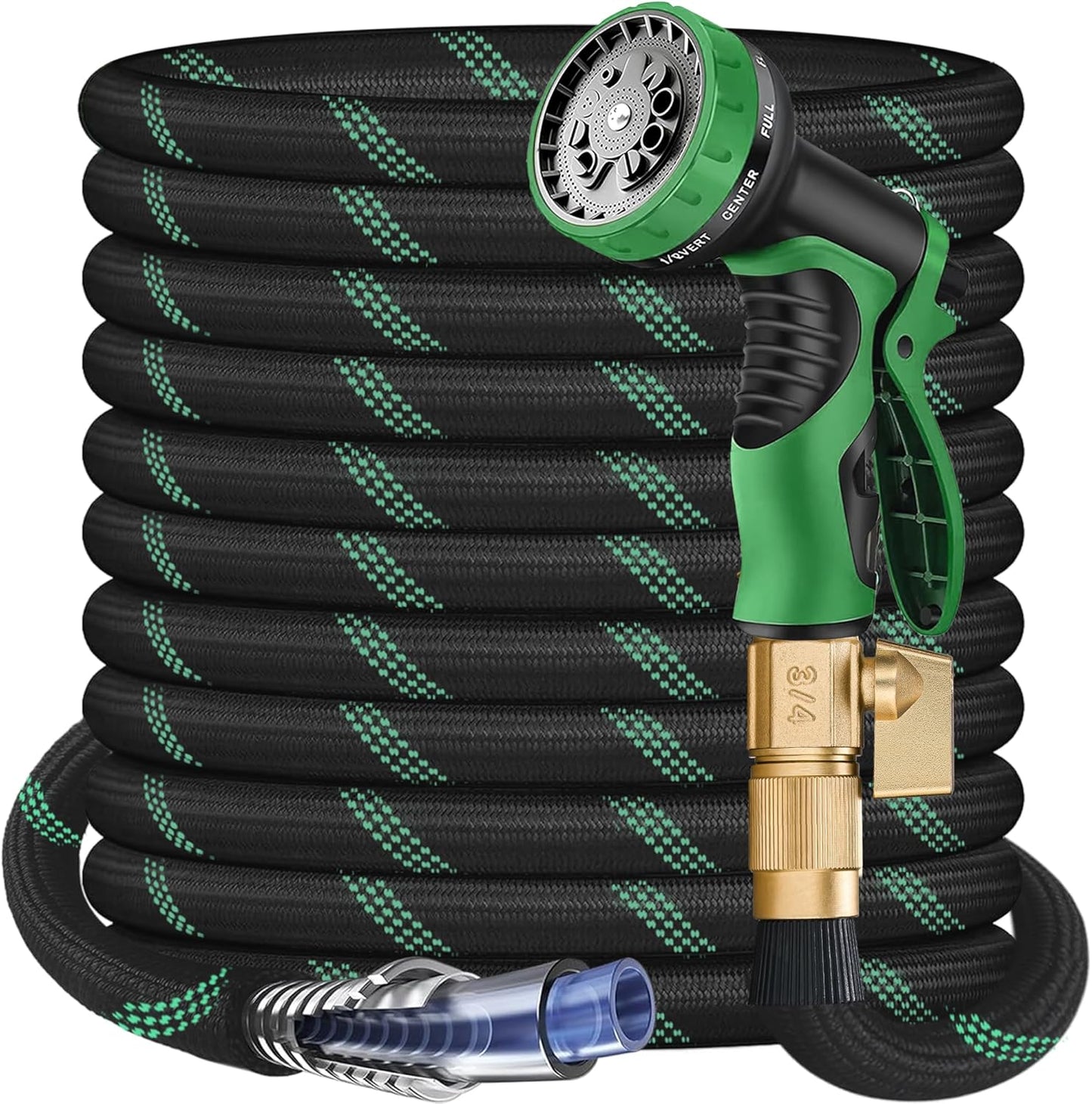 100 ft Garden Hose - 2025 New Upgraded Flexible Water Hose - Ultra Lightweight Kink-free Car Washing Pipe with 10 Function Sprayer and 3/4" Solid Brass Fittings - Durable,Leak proof Garden Hoses