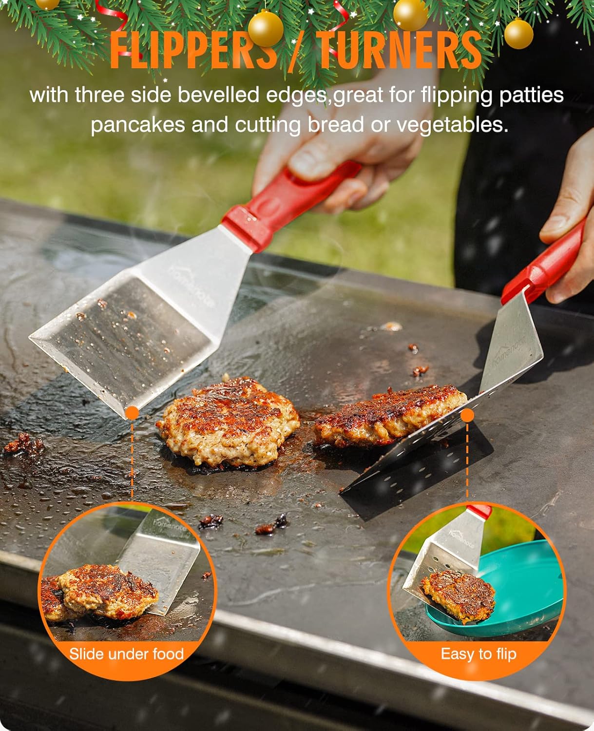 HOMENOTE Griddle Accessories Kit, Exclusive Griddle Tools Spatulas Set for Blackstone - 8 Pcs Commercial Grade Flat Top Grill Accessories - Great for Outdoor BBQ, Teppanyaki and Camping, Red