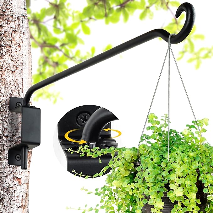 AJART Swivel Hanging Plant Bracket: Outdoor Bird Feeder Hangers for Indoor Wall Mount 16 Inch - 2 Pieces Hummingbird Feeder Hook for Flower Basket
