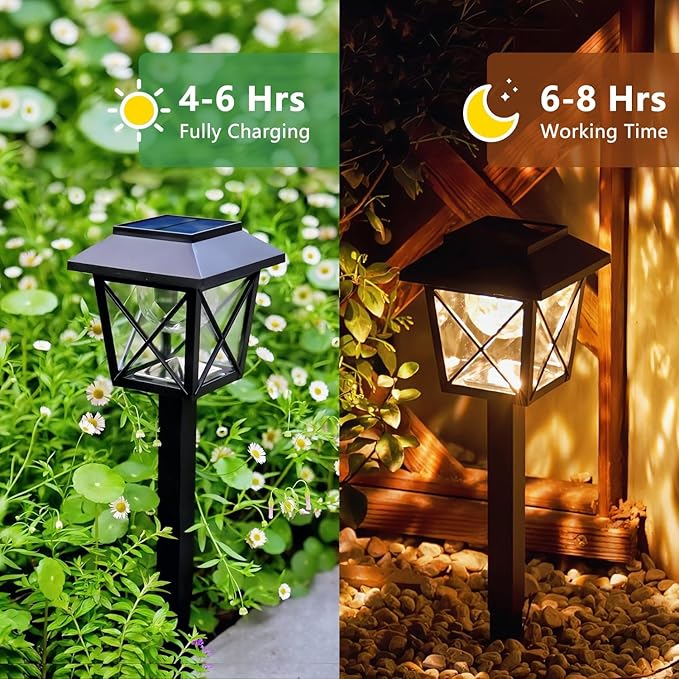 6 Pack Large Rotating Solar Lights Outdoor Waterproof 2 Modes Twinkling Decorative Lights for Garden Yard Pathway Walkway Decorations Landscape Lighting. (Set of 6)