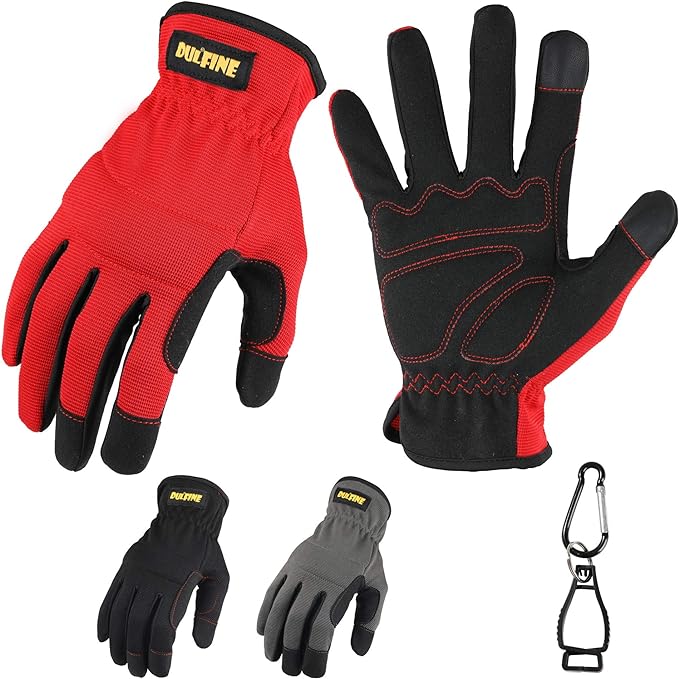 DULFINE High Performance Work Gloves For Men(3 Pairs Pack), High Dexterity Touch Screen For Multipurpose,Excellent Grip (XX-Large)
