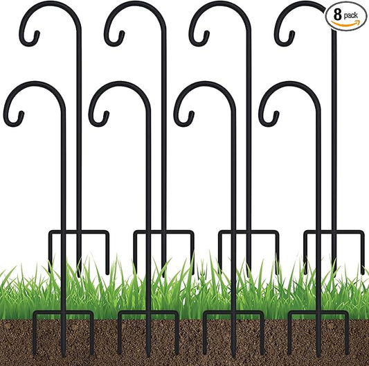FEED GARDEN Adjustable 32 Inch Small Shepherd Hooks for Outdoor, Garden Hooks for Lanterns, Shepard Hooks for Hanging Plants, Bird Feeders, Solar Lights, Mason Jars, Weddings Decor,8 Pack
