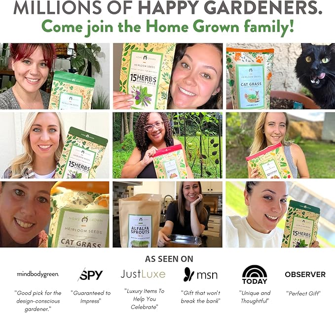 HOME GROWN 3 Cat Grass Seed Mix – Non-GMO Heirloom Oat, Alfalfa & Cat Grass Seeds | Indoor Pet Grass for Cats | High-Germination Greens for Hairball Control, Digestion, and Chewing Enrichment