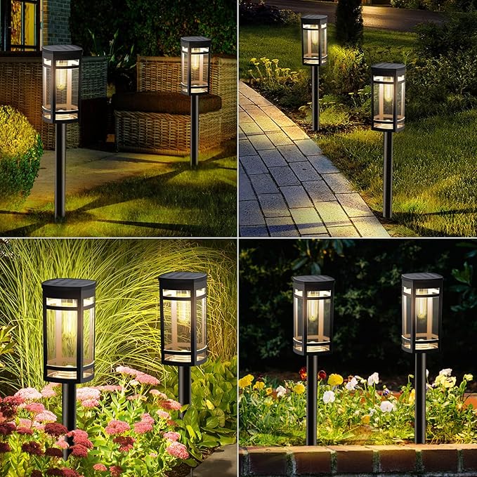 8 Pack Solar Lights Outdoor Waterproof for Garden Pathway Walkway Driveway Yard Lawn Decorative Landscape Lighting. (Warm White Light, 8)