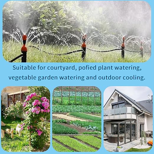 49.21 FT Garden Automatic Watering Irrigation System, Spray drip Irrigation Atomization Integrated Home Gardening Irrigation System, Garden Watering System Adjustable Flexible Nozzle Sprayer System