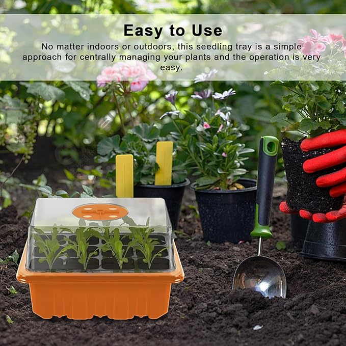 GooingTop Seed Starter Tray, 6 Pack 72 Cells Plant Grow Kit with Adjustable Humidity Vent for Mini Greenhouse Garden Germination,Bonsai Seedlings Starting Growing